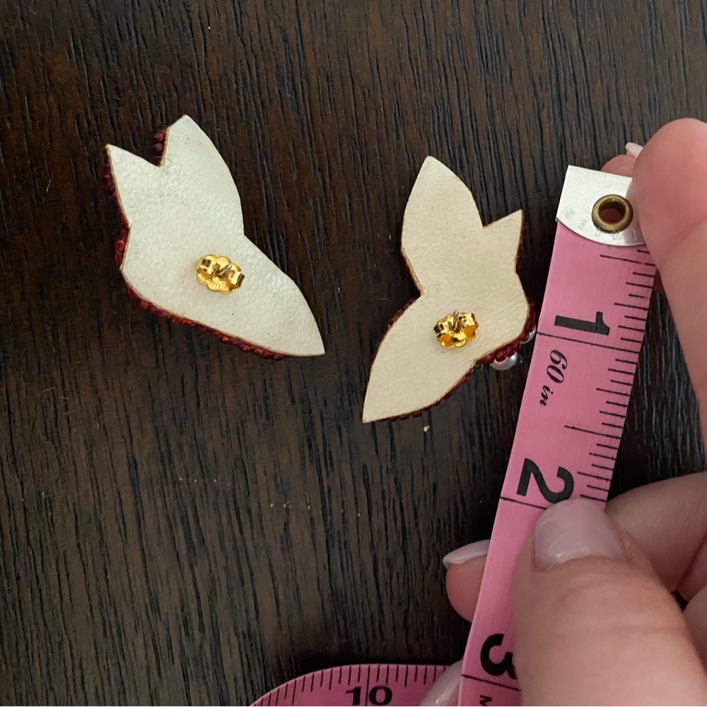 Red Thrifted Statement Earrings - image 3